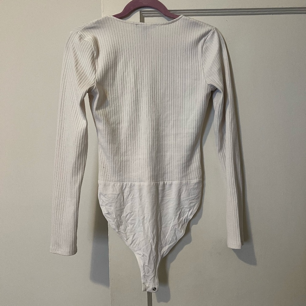 White Ribbed Bodysuit - Picture 2 of 3